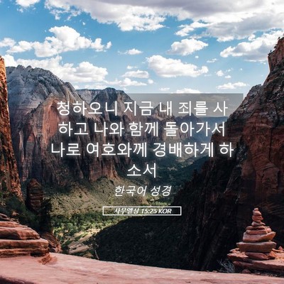 Picture 05 - 사무엘상 15:25 KOR - 청하오니 지금 내 죄를 사하고 나와 - Bible Verse Picture
