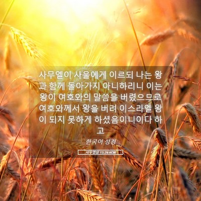 Picture 05 - 사무엘상 15:26 KOR - 사무엘이 사울에게 이르되 나는 왕과 - Bible Verse Picture