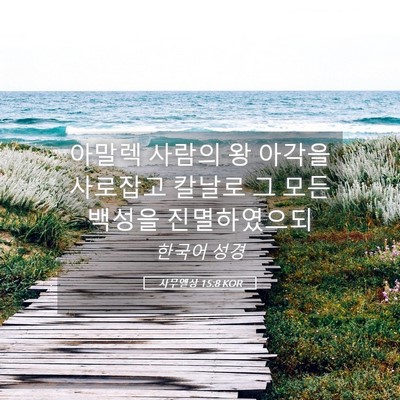 Picture 05 - 사무엘상 15:8 KOR - 아말렉 사람의 왕 아각을 사로잡고 - Bible Verse Picture