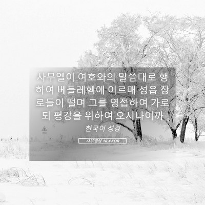 Picture 05 - 사무엘상 16:4 KOR - 사무엘이 여호와의 말씀대로 행하여 - Bible Verse Picture