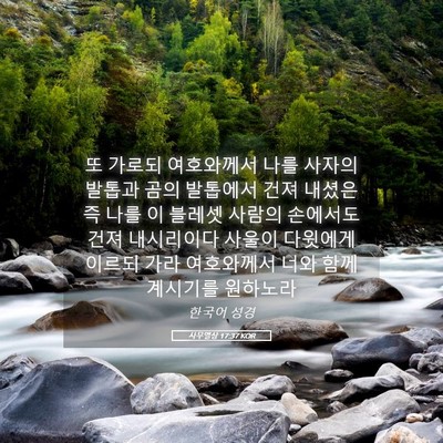 Picture 05 - 사무엘상 17:37 KOR - 또 가로되 여호와께서 나를 사자의 - Bible Verse Picture