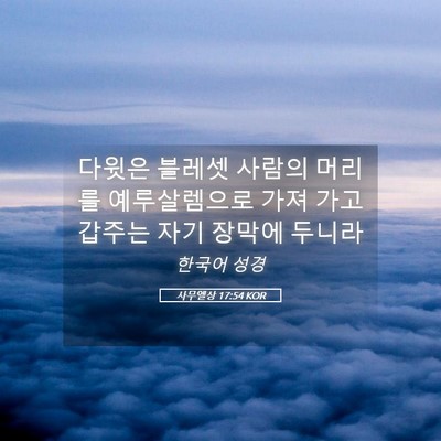 Picture 05 - 사무엘상 17:54 KOR - 다윗은 블레셋 사람의 머리를 - Bible Verse Picture