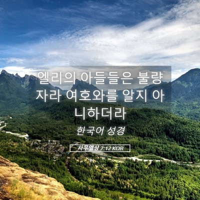 Picture 05 - 사무엘상 2:12 KOR - 엘리의 아들들은 불량자라 여호와를 - Bible Verse Picture