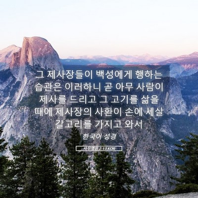 Picture 05 - 사무엘상 2:13 KOR - 그 제사장들이 백성에게 행하는 - Bible Verse Picture