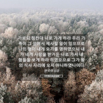 Picture 05 - 사무엘상 20:29 KOR - 가로되 청컨대 나로 가게 하라 우리 - Bible Verse Picture