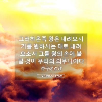 Picture 05 - 사무엘상 23:20 KOR - 그러하온즉 왕은 내려오시기를 - Bible Verse Picture