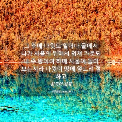Picture 05 - 사무엘상 24:8 KOR - 그 후에 다윗도 일어나 굴에서 나가 - Bible Verse Picture