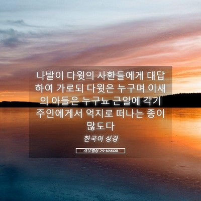 Picture 05 - 사무엘상 25:10 KOR - 나발이 다윗의 사환들에게 대답하여 - Bible Verse Picture