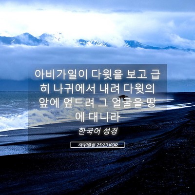 Picture 05 - 사무엘상 25:23 KOR - 아비가일이 다윗을 보고 급히 - Bible Verse Picture