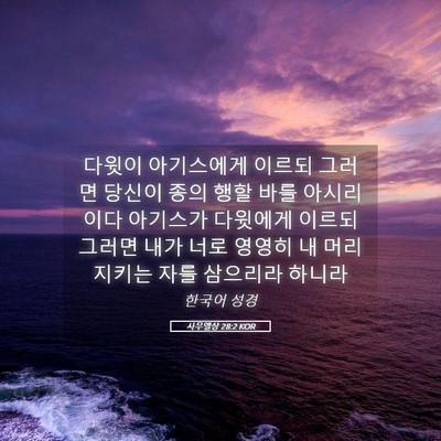 Picture 05 - 사무엘상 28:2 KOR - 다윗이 아기스에게 이르되 그러면 - Bible Verse Picture