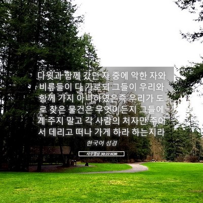 Picture 05 - 사무엘상 30:22 KOR - 다윗과 함께 갔던 자 중에 악한 자와 - Bible Verse Picture