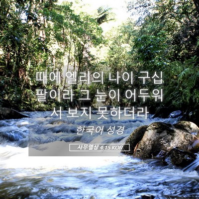 Picture 05 - 사무엘상 4:15 KOR - 때에 엘리의 나이 구십 팔이라 그 - Bible Verse Picture