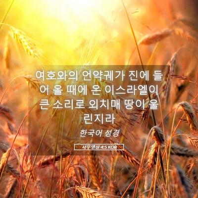 Picture 05 - 사무엘상 4:5 KOR - 여호와의 언약궤가 진에 들어 올 - Bible Verse Picture