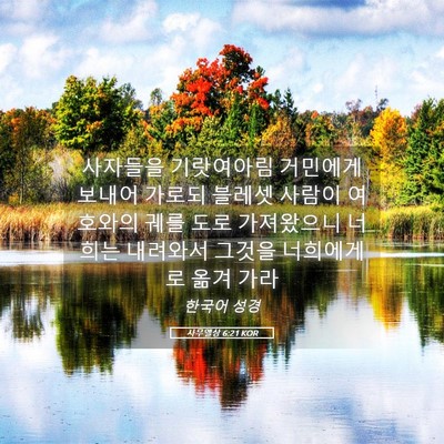 Picture 05 - 사무엘상 6:21 KOR - 사자들을 기랏여아림 거민에게 - Bible Verse Picture