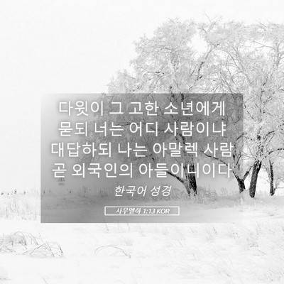 Picture 05 - 사무엘하 1:13 KOR - 다윗이 그 고한 소년에게 묻되 너는 - Bible Verse Picture