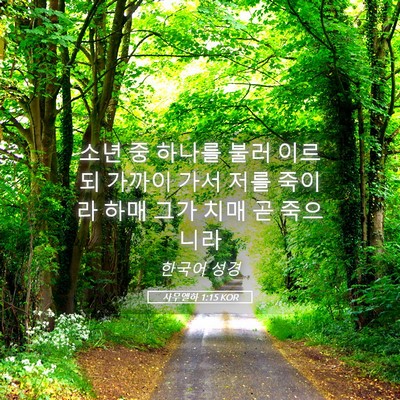 Picture 05 - 사무엘하 1:15 KOR - 소년 중 하나를 불러 이르되 가까이 - Bible Verse Picture