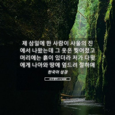Picture 05 - 사무엘하 1:2 KOR - 제 삼일에 한 사람이 사울의 진에서 - Bible Verse Picture