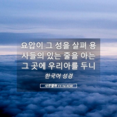 Picture 05 - 사무엘하 11:16 KOR - 요압이 그 성을 살펴 용사들의 있는 - Bible Verse Picture