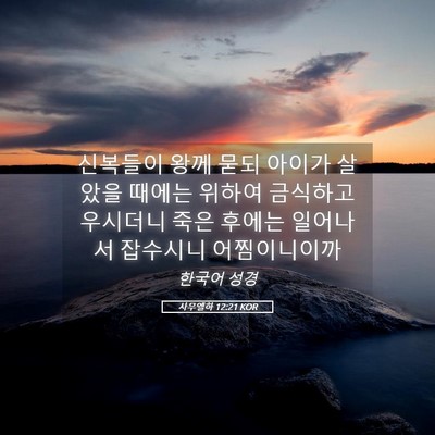 Picture 05 - 사무엘하 12:21 KOR - 신복들이 왕께 묻되 아이가 살았을 - Bible Verse Picture