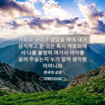 Picture 05 - 사무엘하 12:22 KOR - 가로되 아이가 살았을 때에 내가 - Bible Verse Picture