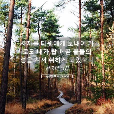 Picture 05 - 사무엘하 12:27 KOR - 사자를 다윗에게 보내어 가로되 내가 - Bible Verse Picture