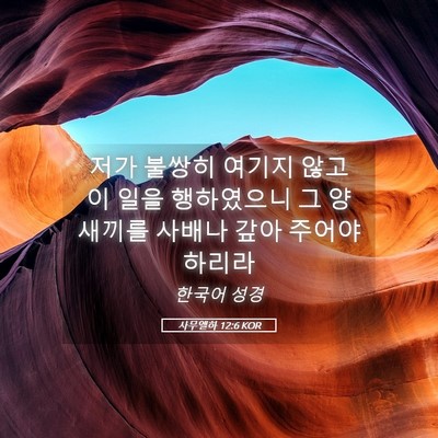 Picture 05 - 사무엘하 12:6 KOR - 저가 불쌍히 여기지 않고 이 일을 - Bible Verse Picture