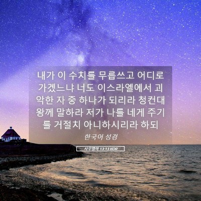 Picture 05 - 사무엘하 13:13 KOR - 내가 이 수치를 무릅쓰고 어디로 - Bible Verse Picture