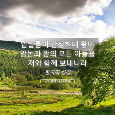 Picture 05 - 사무엘하 13:27 KOR - 압살롬이 간청하매 왕이 암논과 왕의 - Bible Verse Picture