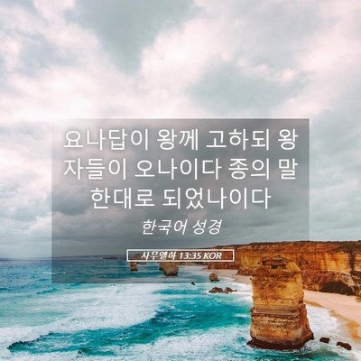 Picture 05 - 사무엘하 13:35 KOR - 요나답이 왕께 고하되 왕자들이 - Bible Verse Picture