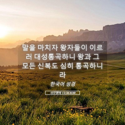 Picture 05 - 사무엘하 13:36 KOR - 말을 마치자 왕자들이 이르러 - Bible Verse Picture