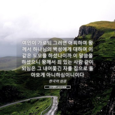 Picture 05 - 사무엘하 14:13 KOR - 여인이 가로되 그러면 어찌하여 - Bible Verse Picture