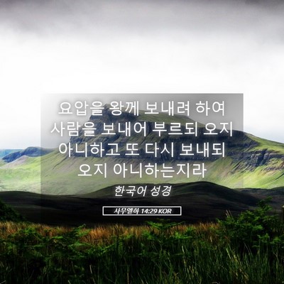 Picture 05 - 사무엘하 14:29 KOR - 요압을 왕께 보내려 하여 사람을 - Bible Verse Picture