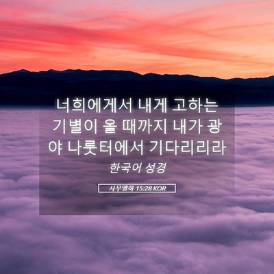Picture 05 - 사무엘하 15:28 KOR - 너희에게서 내게 고하는 기별이 올 - Bible Verse Picture
