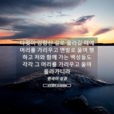 Picture 05 - 사무엘하 15:30 KOR - 다윗이 감람산 길로 올라갈 때에 - Bible Verse Picture