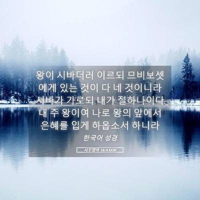Picture 05 - 사무엘하 16:4 KOR - 왕이 시바더러 이르되 므비보셋에게 - Bible Verse Picture