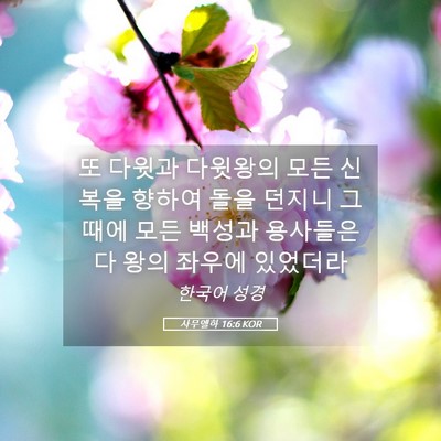Picture 05 - 사무엘하 16:6 KOR - 또 다윗과 다윗왕의 모든 신복을 - Bible Verse Picture