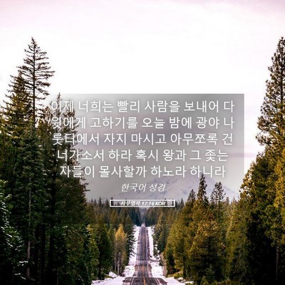 Picture 05 - 사무엘하 17:16 KOR - 이제 너희는 빨리 사람을 보내어 - Bible Verse Picture