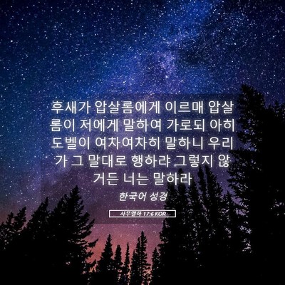 Picture 05 - 사무엘하 17:6 KOR - 후새가 압살롬에게 이르매 압살롬이 - Bible Verse Picture