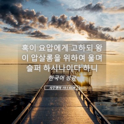 Picture 05 - 사무엘하 19:1 KOR - 혹이 요압에게 고하되 왕이 압살롬을 - Bible Verse Picture