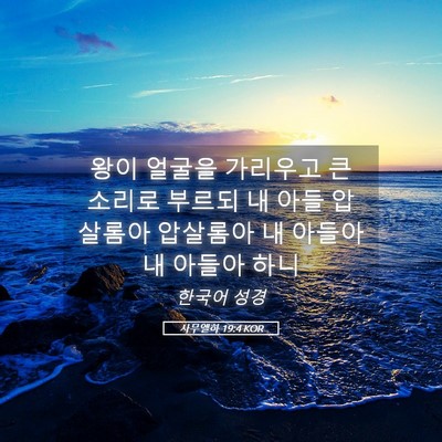 Picture 05 - 사무엘하 19:4 KOR - 왕이 얼굴을 가리우고 큰 소리로 - Bible Verse Picture
