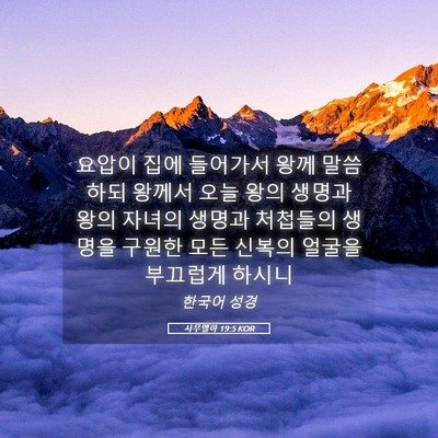 Picture 05 - 사무엘하 19:5 KOR - 요압이 집에 들어가서 왕께 말씀하되 - Bible Verse Picture