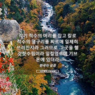 Picture 05 - 사무엘하 2:16 KOR - 각기 적수의 머리를 잡고 칼로 - Bible Verse Picture