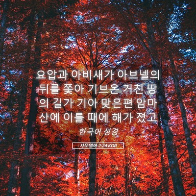 Picture 05 - 사무엘하 2:24 KOR - 요압과 아비새가 아브넬의 뒤를 쫓아 - Bible Verse Picture