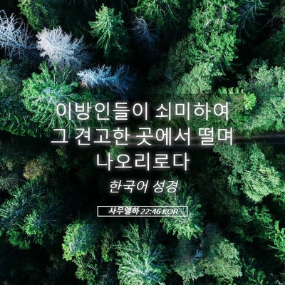 Picture 05 - 사무엘하 22:46 KOR - 이방인들이 쇠미하여 그 견고한 - Bible Verse Picture