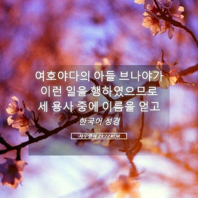 Picture 05 - 사무엘하 23:22 KOR - 여호야다의 아들 브나야가 이런 일을 - Bible Verse Picture
