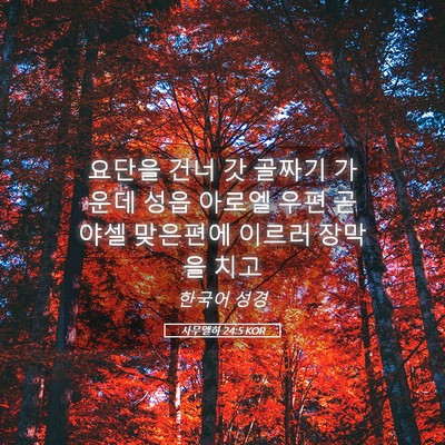 Picture 05 - 사무엘하 24:5 KOR - 요단을 건너 갓 골짜기 가운데 성읍 - Bible Verse Picture