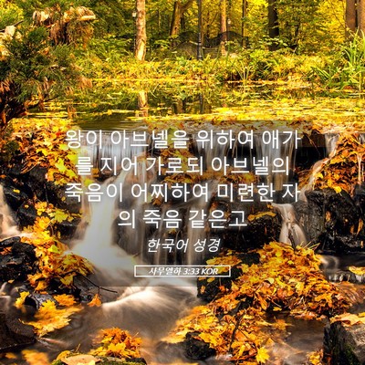 Picture 05 - 사무엘하 3:33 KOR - 왕이 아브넬을 위하여 애가를 지어 - Bible Verse Picture