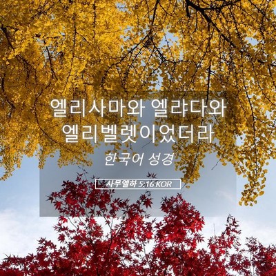 Picture 05 - 사무엘하 5:16 KOR - 엘리사마와 엘랴다와 - Bible Verse Picture