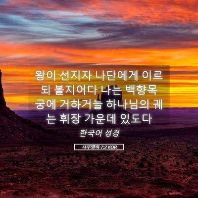 Picture 05 - 사무엘하 7:2 KOR - 왕이 선지자 나단에게 이르되 - Bible Verse Picture