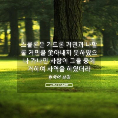 Picture 05 - 사사기 1:30 KOR - 스불론은 기드론 거민과 나할롤 - Bible Verse Picture